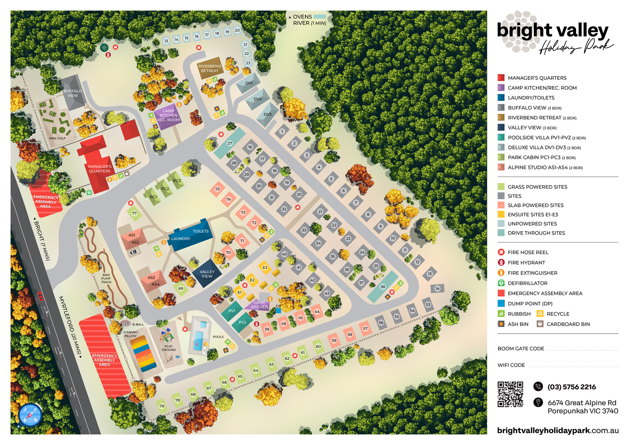 Bright Valley Holiday Park, BIG4 Porepunkah Holiday Park, Map, Location